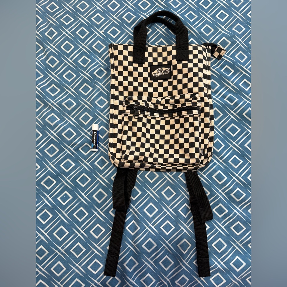 Vans small black and white checkerboard backpack